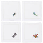 Sea Life Mixed Cocktail Napkins, Set of 4