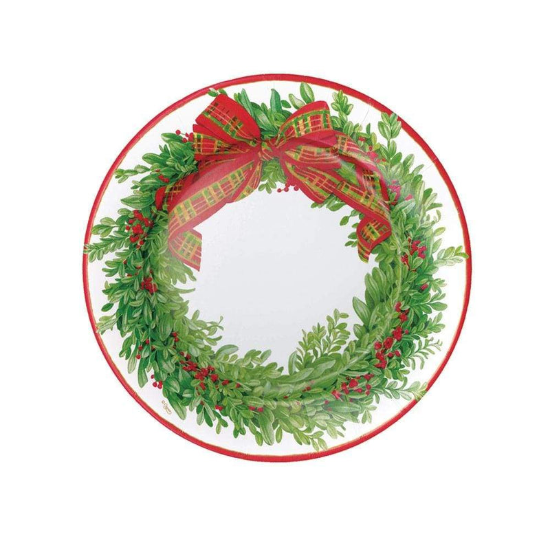 Boxwood and Berries Wreath Paper Salad & Dessert Plates - 8 Per Package