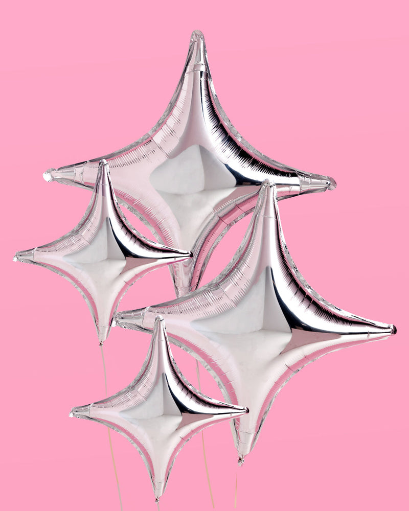 Sparkle Balloon - 6 pc silver foil set