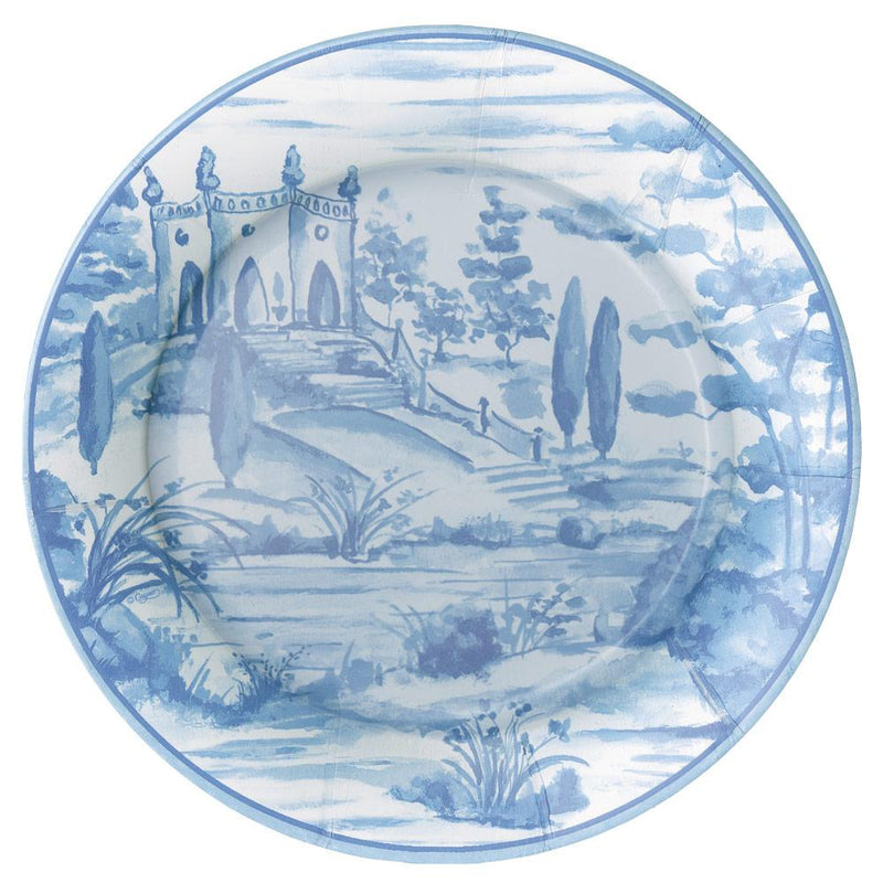 Tuscan Toile Paper Dinner Plates in Blue - 8 Per Package 1