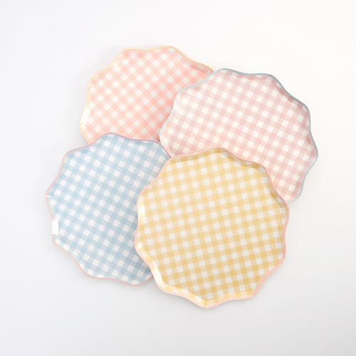 Gingham Side Plates, Assorted Pack of 12
