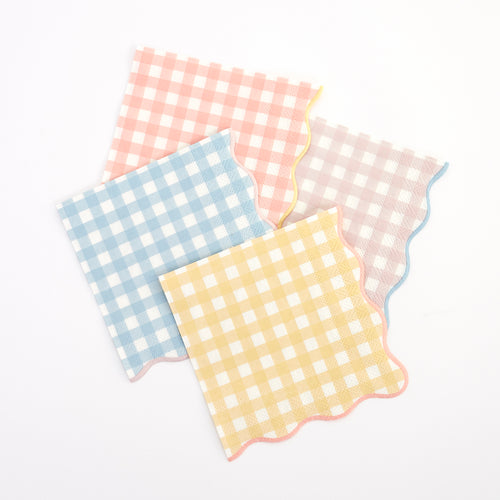 Gingham Small Napkins, Assorted Pack of 20