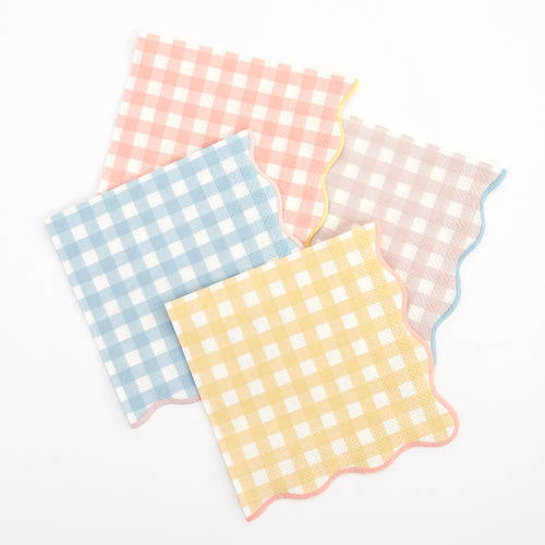 Gingham Large Napkins, Assorted Pack of 20