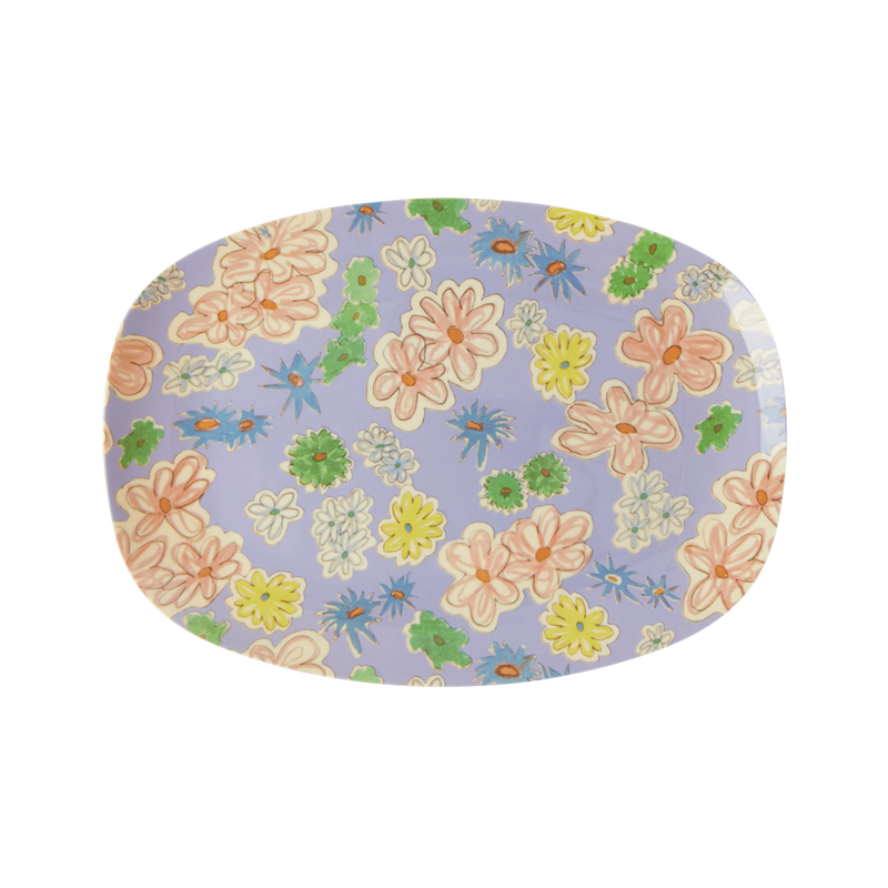 Melamine Rectangular Platter in Flower Painting Print