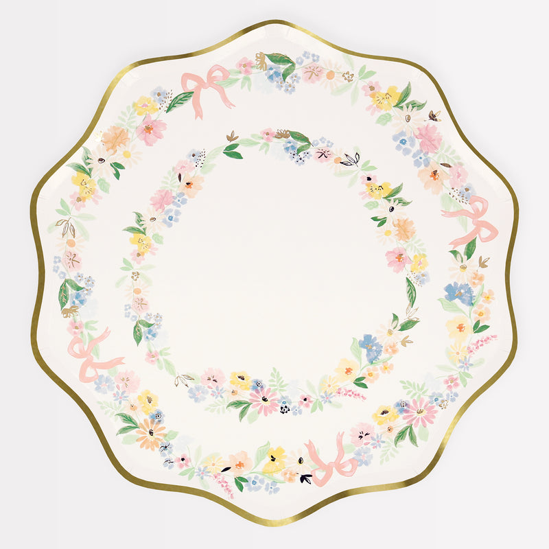 Elegant Floral Dinner Plates, Pack of 8