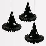 Hanging Honeycomb Witch Hat Decorations, Pack of 3