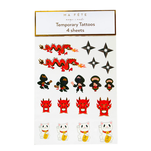 Ninja Temporary Tattoos, Pack of 4