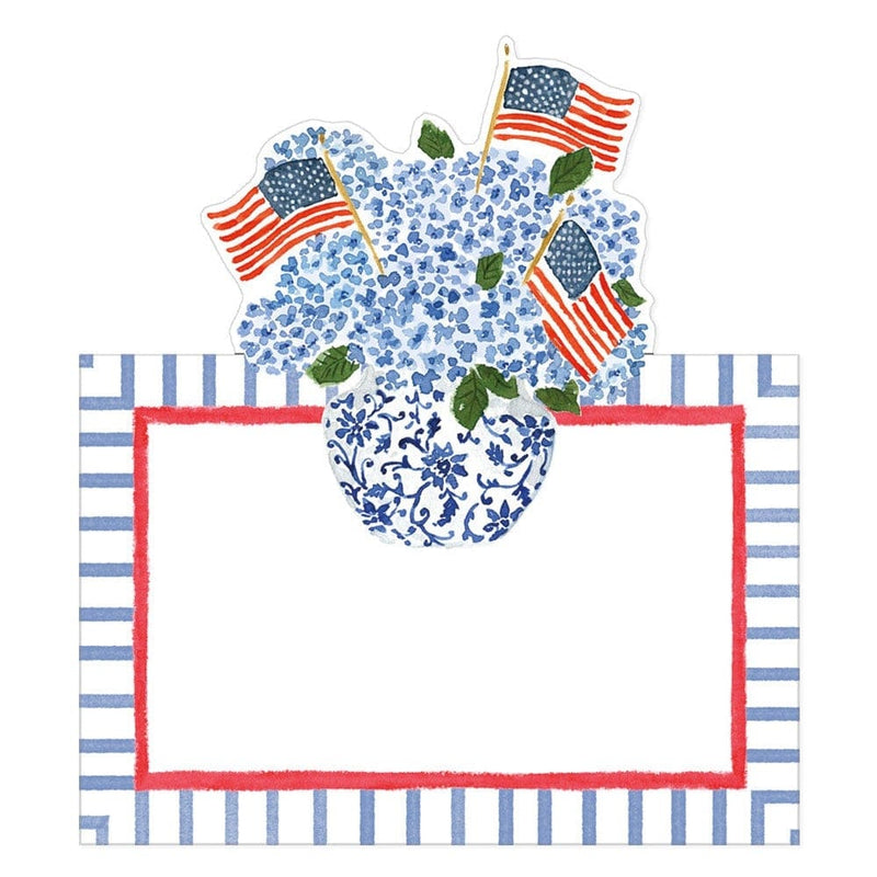 Flags and Hydrangeas Die-Cut Place Cards - 8 Per Package