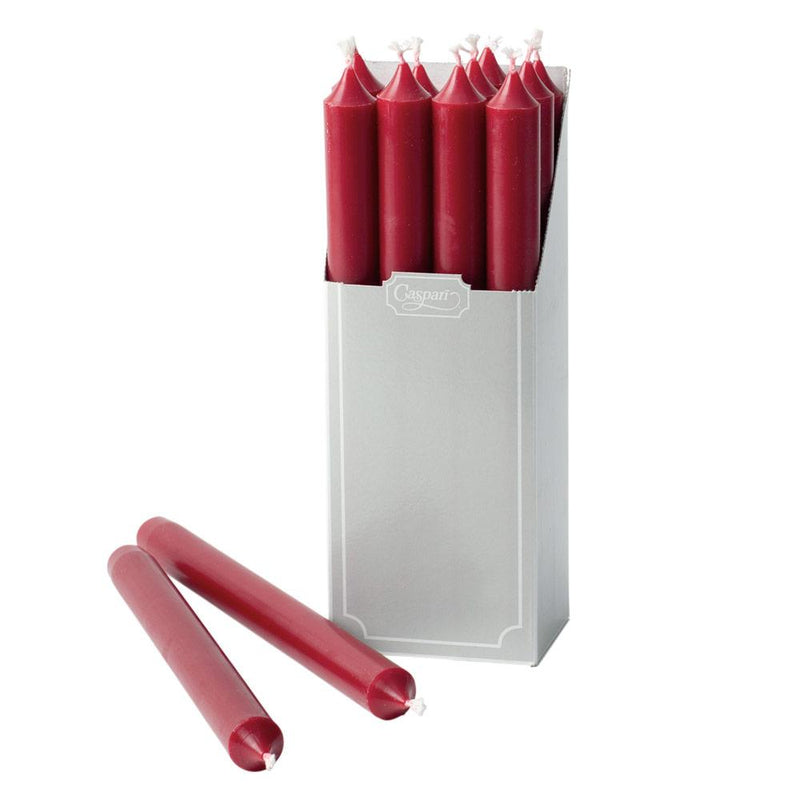 Straight Taper 10" Candles in Cranberry - 12 Candles Per Box