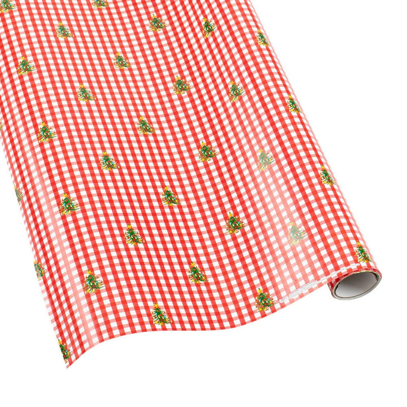 Christmas Tree Gingham Gift Wrapping Paper - Bundle of 2 30" x 8' Roll