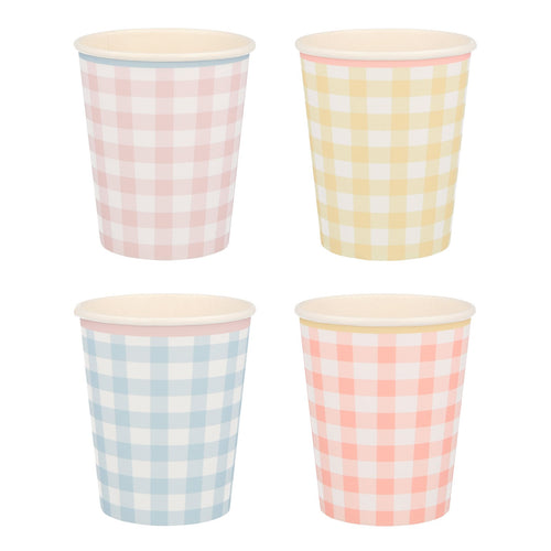 Gingham Cups, Pack of 12
