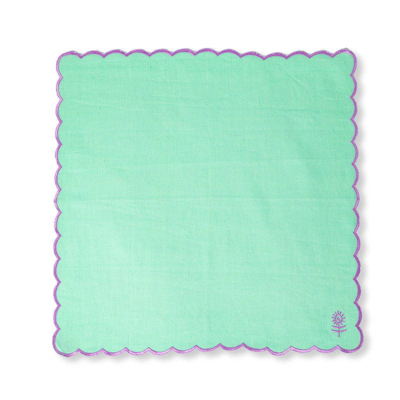 Icon Linen Napkins, Set of 4 - Mint + Lilac