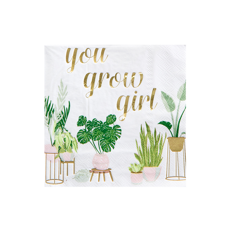 "You Grow Girl" Witty Cocktail Napkins, Pack of 20