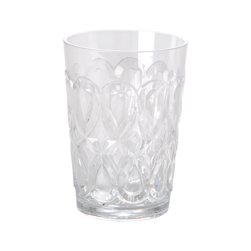 Acrylic Tumbler Glass with Swirly Embossed Detail - Clear