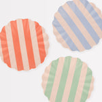 Stripy Reusable Bamboo Small Plates, Pack of 6
