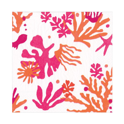 Matisse Luncheon Napkins in Coral & Orange - 20 Per Package - 2 Packages