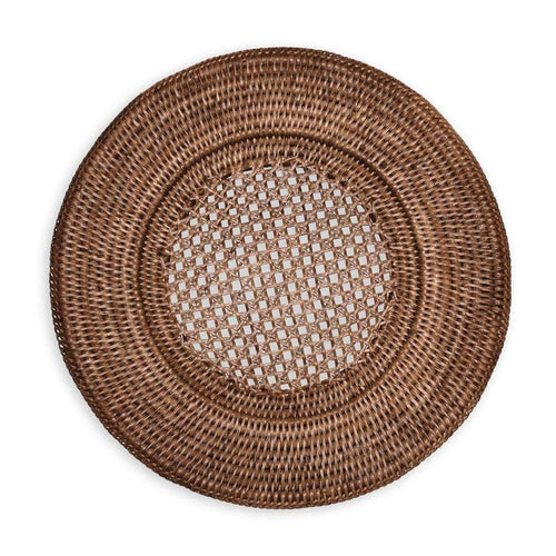 Rattan Round Plate Charger in Dark Natural - 1 Each 1