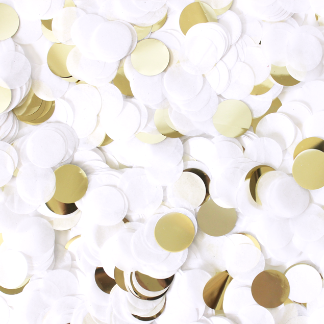 Jumbo Confetti Balloon - White & Gold