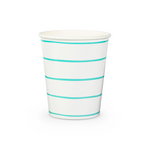 Aqua Frenchie Striped 9 oz Cups, Pack of 8