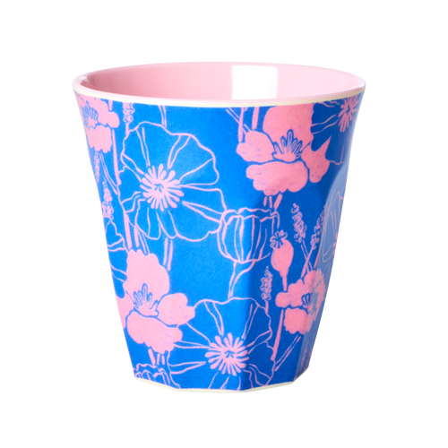Blue Poppy Print Medium Melamine Cup