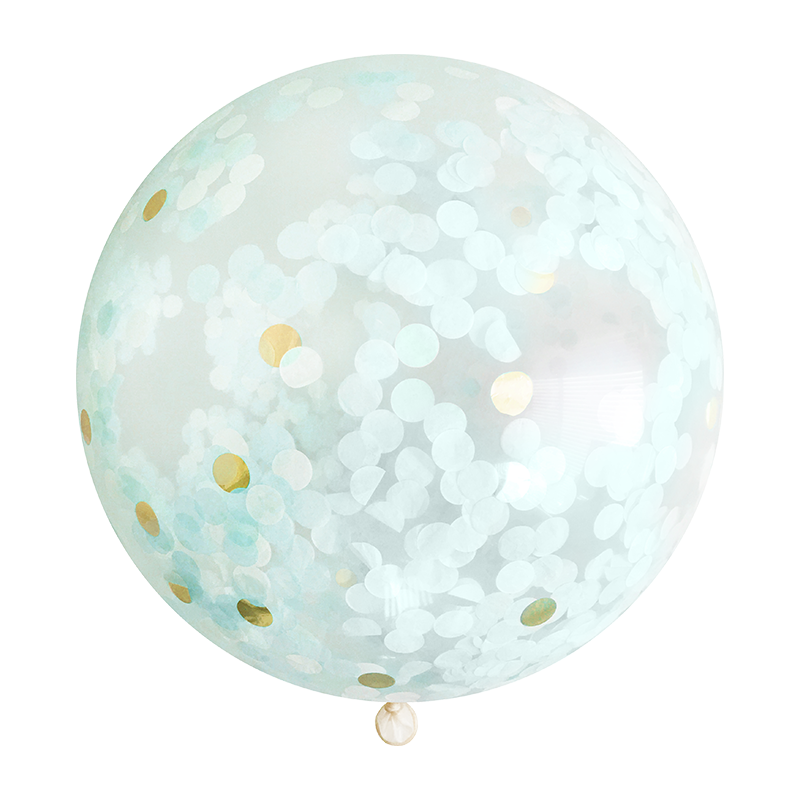 Jumbo Confetti Balloon - Light Blue & Gold