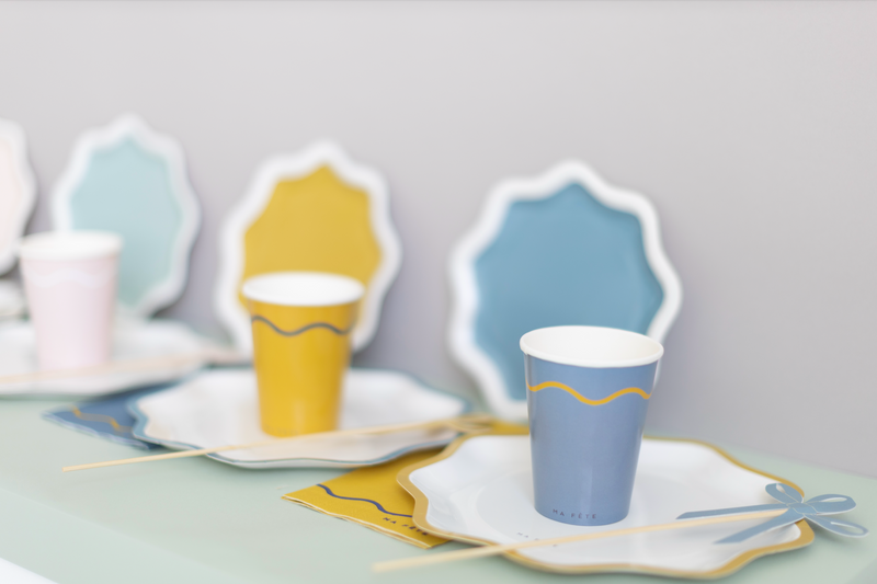 Signature Paper Cups, Blue & Yellow (8)