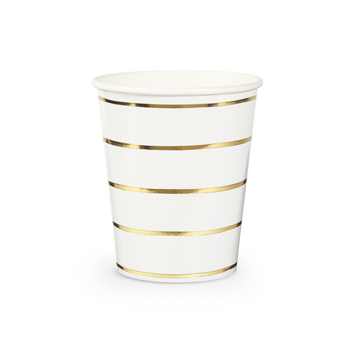 Gold Frenchie Striped 9 oz Cups, Pack of 8
