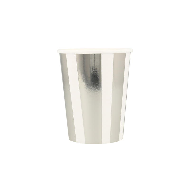 Silver Stripe Cups, Pack of 8