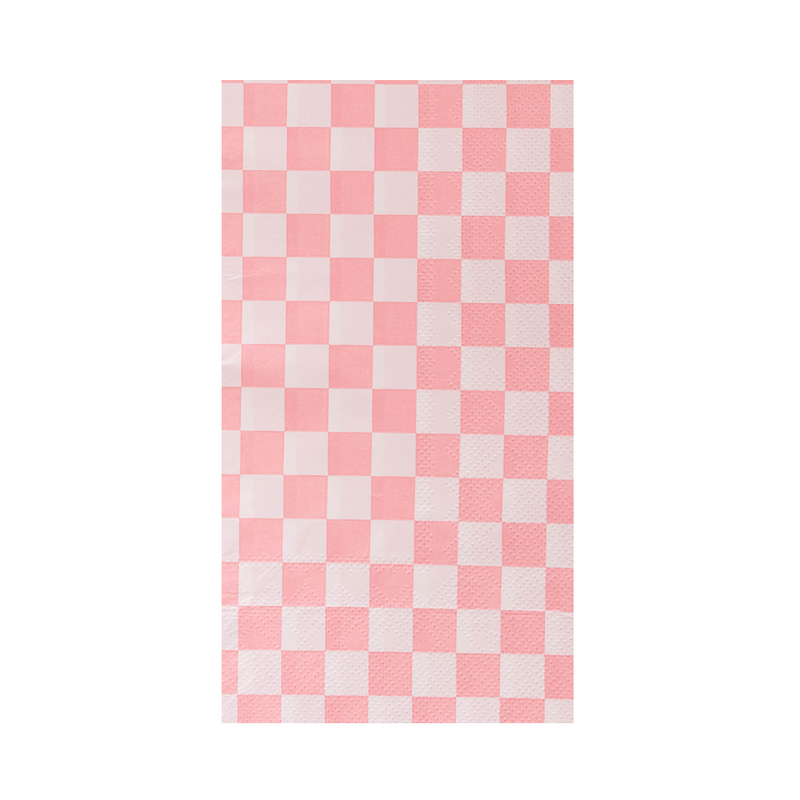 Check It! Tickle Me Pink Check Guest Napkins, Pack of 16