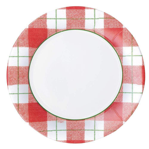 Plaid Check Paper Dinner Plates in Red - 8 Per Package