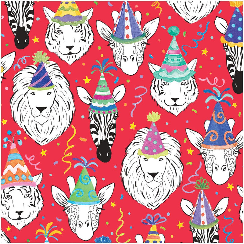 Safari Birthday Gift Wrapping Paper in Red - Bundle of 2 30" x 8' Roll