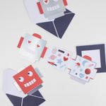 Robot Concertina Valentine Stickers,  Pack of 12