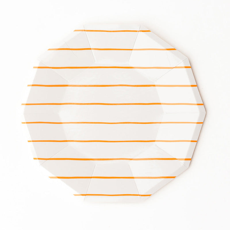 Clementine Frenchie Striped Large Plates, Pack of 8