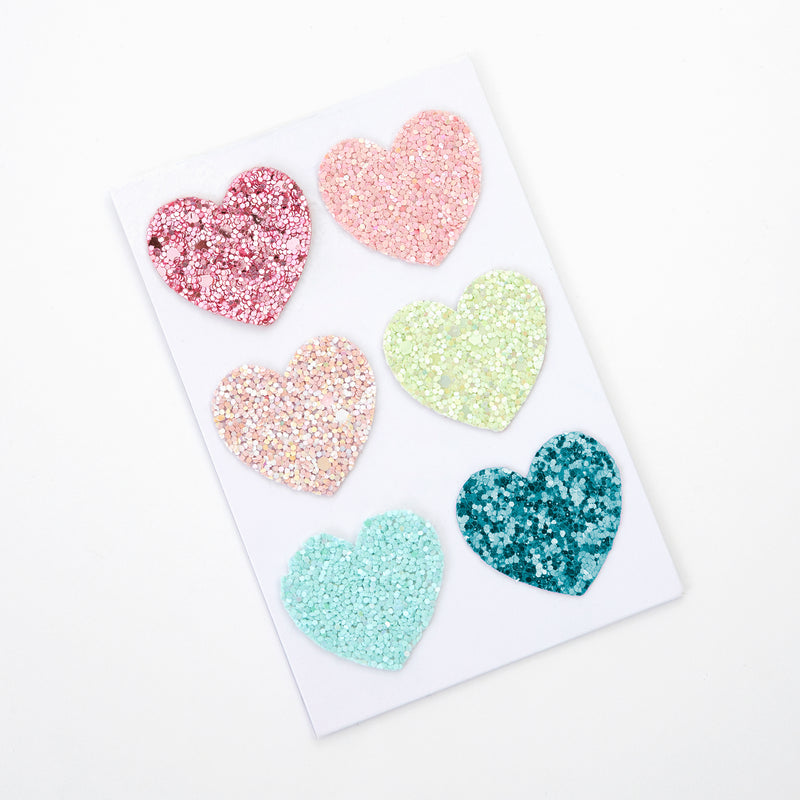 Rainbow Glitter Heart Patches, Pack of 6