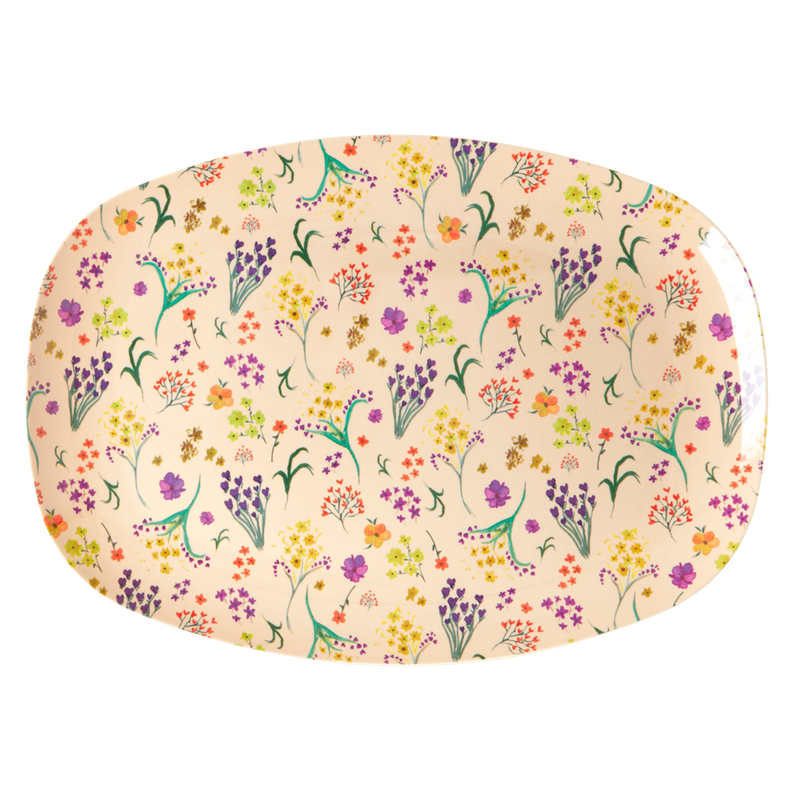 Melamine Rectangular Plate in Wild Flower Print