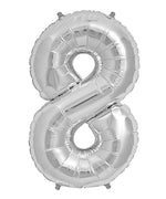 34" Silver Number Balloons (0-9, #)