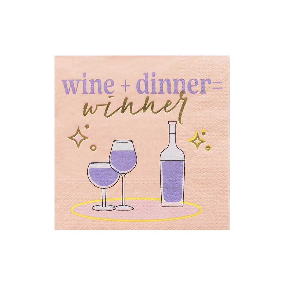 Wine + Dinner = Winner Witty Cocktail Napkins