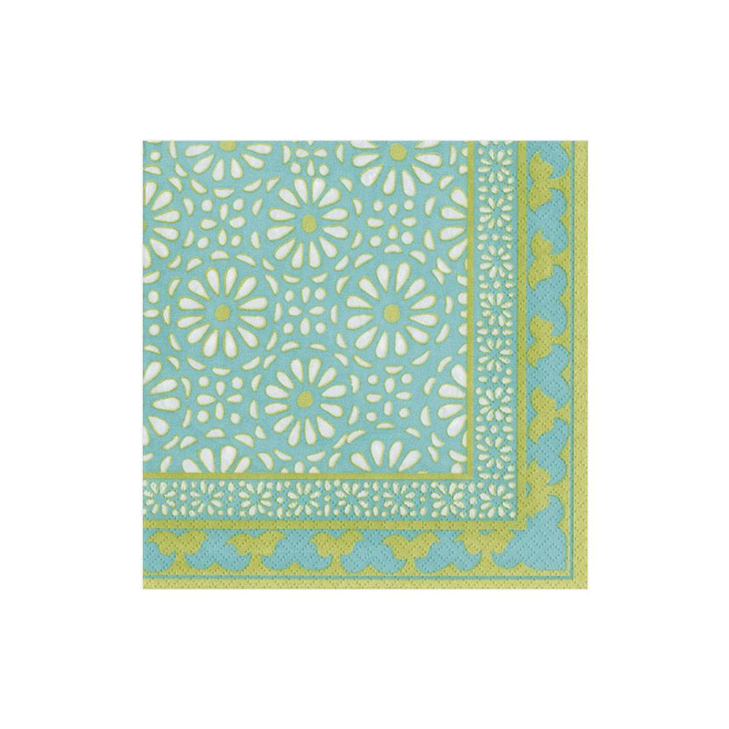 Alhambra Paper Cocktail Napkins in Turquoise - 20 Per Package 1