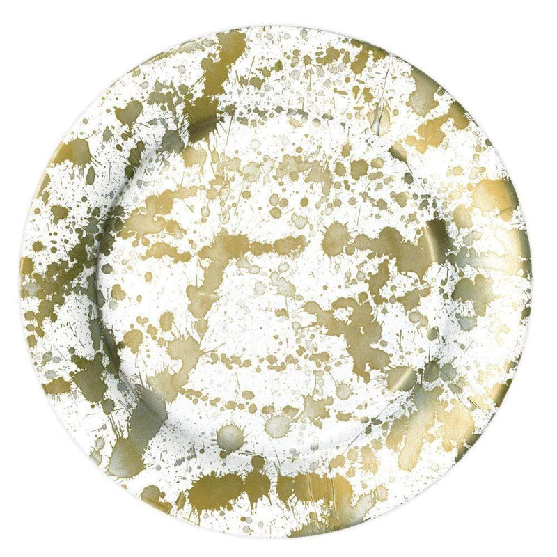 Splatterware Paper Dinner Plates in Gold - 8 Per Package