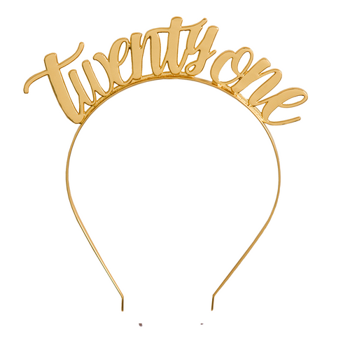 "Twenty One" Metal Headband - Gold