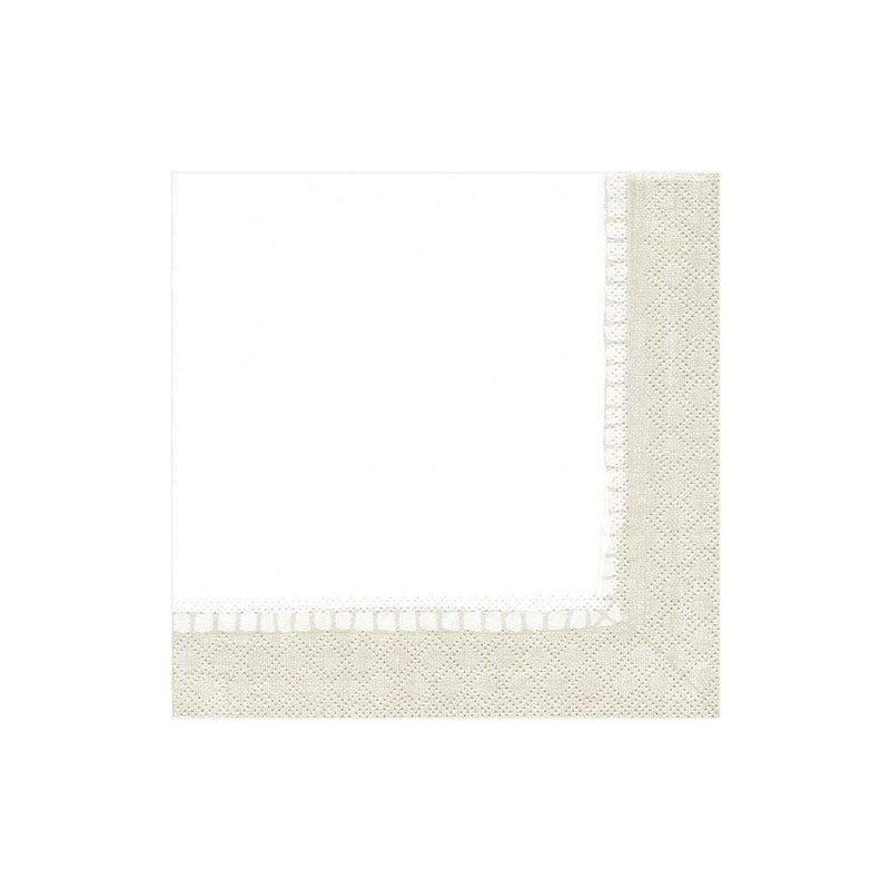 Linen Border Paper Cocktail Napkins in Natural - 20 Per Package 3