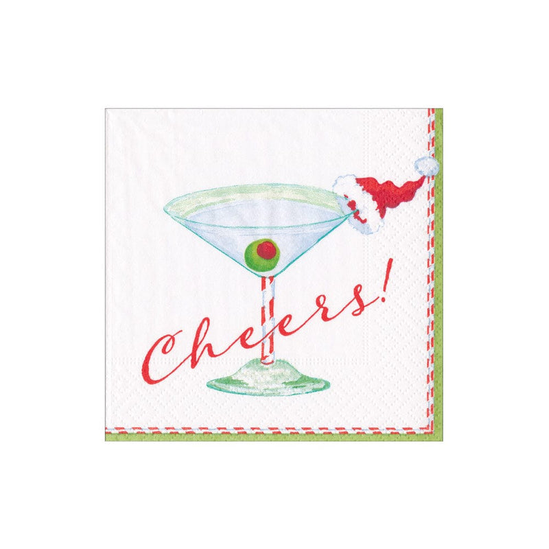 Caspari Christmas Cocktail Cheers! Paper Cocktail Napkins - 20 Per Package 6972C