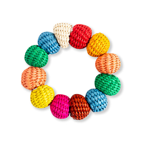 Raffia Napkin Ring - Rainbow Circles