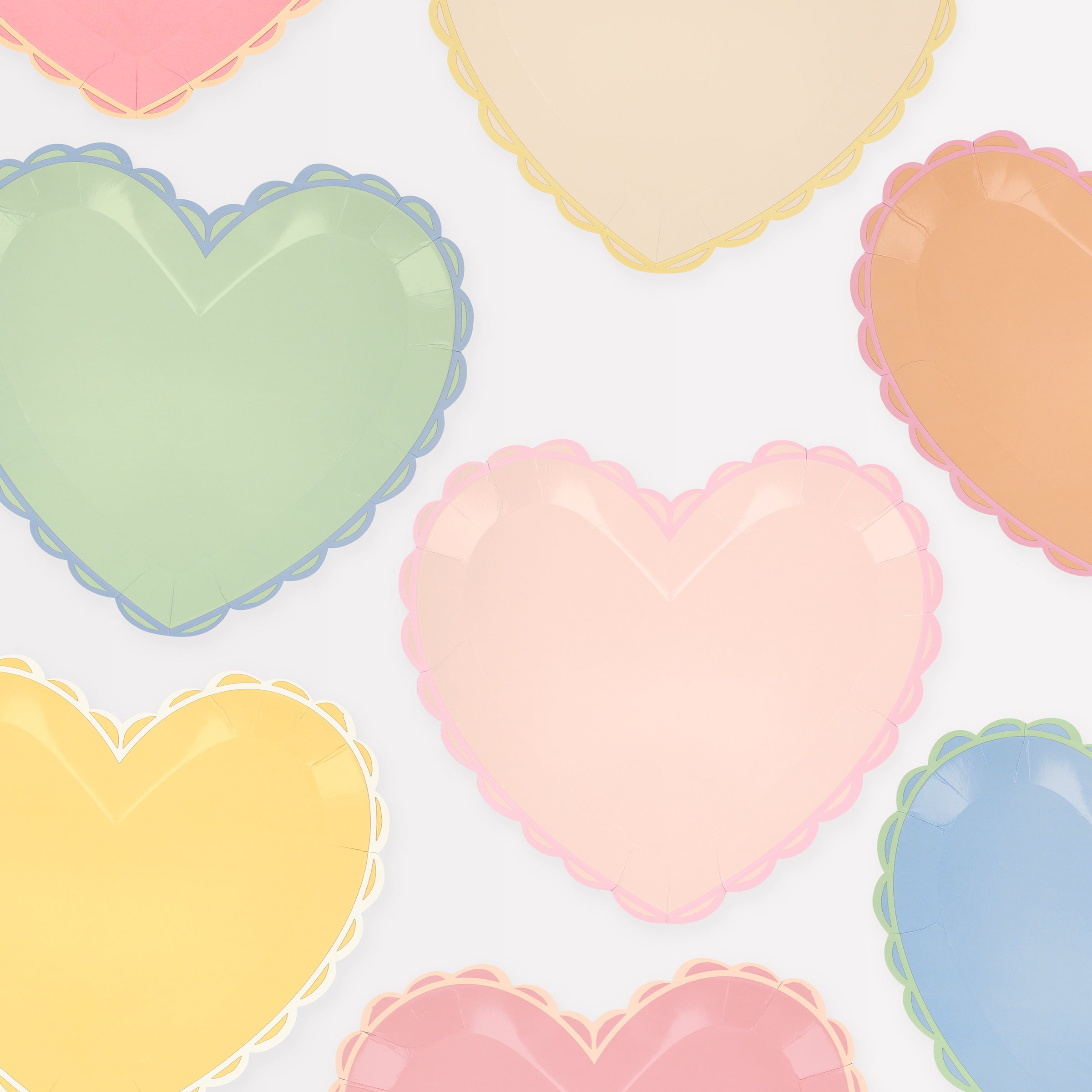 Pastel on your heart ぐへへP Pastel Heart Large Plates, Pack of 8 | Paperless Post Party Shop