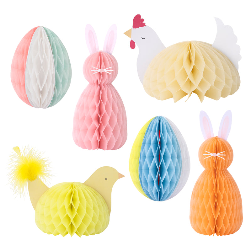 Easter Honeycomb Decorations, Pack of 6