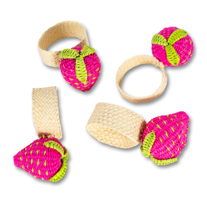 Raffia Napkin Ring - Strawberry