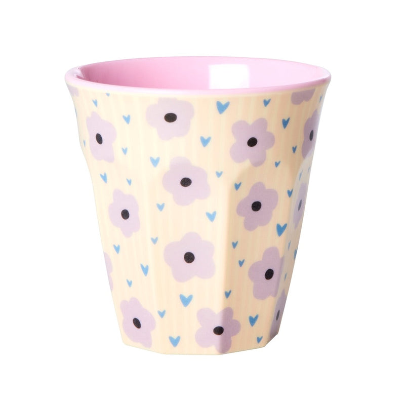 Soft Pink Floral Print Medium Melamine Cup
