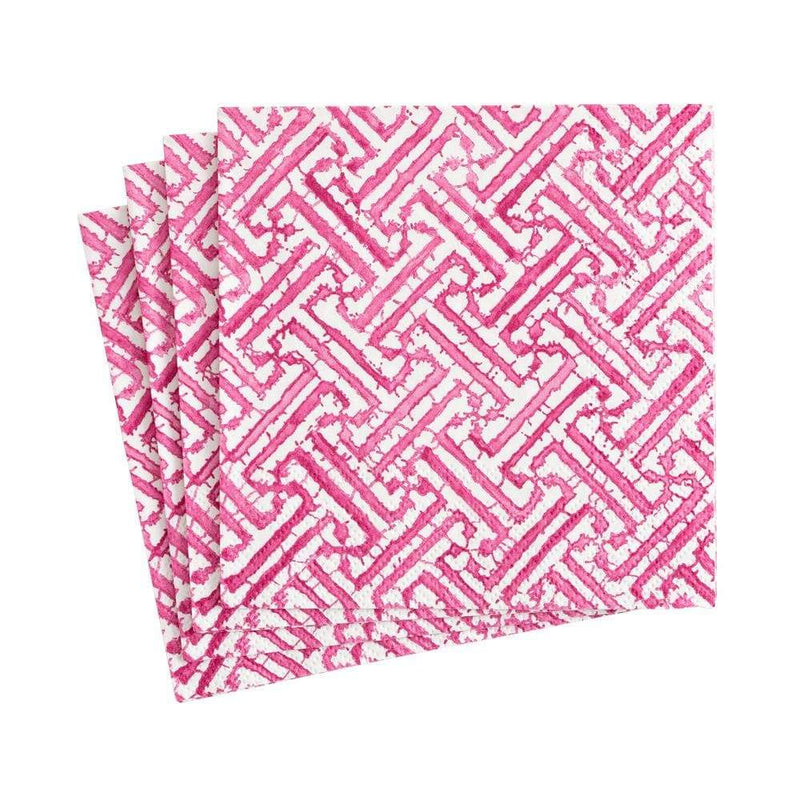 Fretwork Paper Cocktail Napkins in Fuchsia - 20 Per Package 1