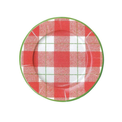 Plaid Check Paper Salad & Dessert Plates in Red - 8 Per Package