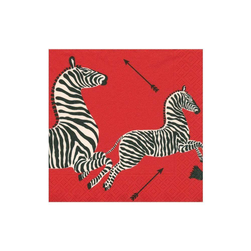 Zebras Paper Cocktail Napkins in Red - 20 Per Package 3